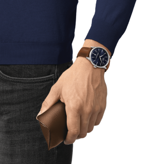 TISSOT CHEMIN DES TOURELLES POWERMATIC 80 42MM BLEU CUIR T1394071604100