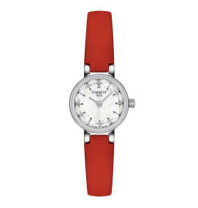 TISSOT LOVELY ROUND BLANC CUIR ROUGE T1400091611100