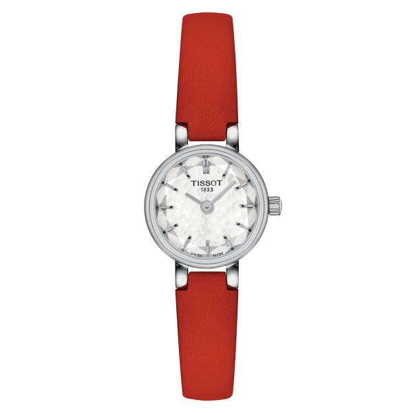 TISSOT LOVELY ROUND BLANC CUIR ROUGE T1400091611100