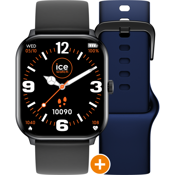 ICE smart - ICE 1.0 - Acier noir avec 2 bracelets Noir et Bleu marine - 1.85