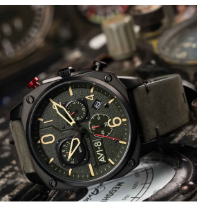 Montre Homme AVI-8 Hawker Hunter Cuir Vert Kaki - AV-4052-08