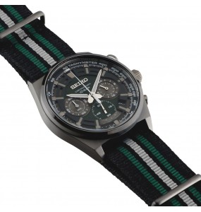 SEIKO SPORT VERT NOIR QUARTZ CHRONOGRAPHE SSB411P1