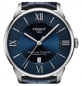 TISSOT CHEMIN DES TOURELLES POWERMATIC 80 CUIR BLEU T0994071604800