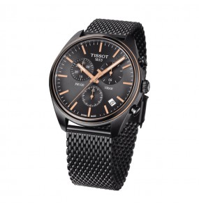 TISSOT PR 100 CHRONOGRAPH ANTHRACITE MAILLES ACIER T1014172306100