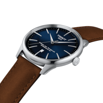 TISSOT CHEMIN DES TOURELLES POWERMATIC 80 42MM BLEU CUIR T1394071604100