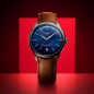 Montre Homme Tissot Chemin des Tourelles automatique bleu bracelet cuir brun - Réf. T1394071604100