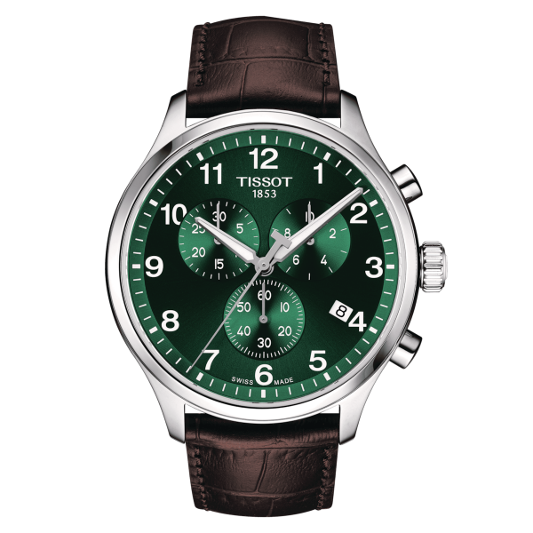 TISSOT CHRONO XL CLASSIC VERT CUIR BRUN T1166171609200