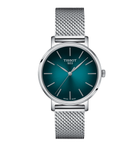 TISSOT EVERYTIME 34MM BLEU TURQUOISE ACIER MAILLE MILANAISE T1432101109100