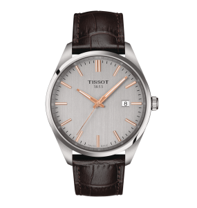 TISSOT PR 100 GRIS CUIR BRUN T1504101603100