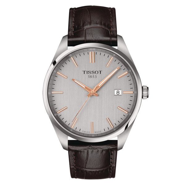 TISSOT PR 100 GRIS CUIR BRUN T1504101603100