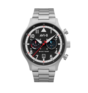 AVI-8 HAWKER HURRICANE CAREY DUAL TIME NOIR ACIER AV-4088-11