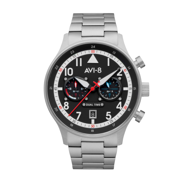 AVI-8 HAWKER HURRICANE CAREY DUAL TIME NOIR ACIER AV-4088-11 AVI-8 HAWKER HURRICANE CAREY DUAL TIME NOIR ACIER AV-4088-11