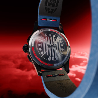 AVI-8 SPITFIRE P8331 LAGUNA CHRONOGRAPH LIMITED EDITION BLEU ROUGE CUIR AV-4105-01