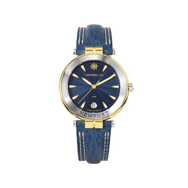 Montre Mixte HERBELIN Newport Originals Bleu Cuir - 12255T35 Montre Mixte HERBELIN Newport Originals Bleu Cuir - 12255T35