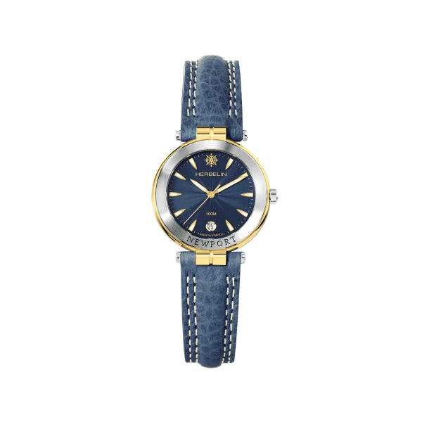 Montre Femme HERBELIN Newport Originals Bleu Cuir - 14255T35 Montre Femme HERBELIN Newport Originals Bleu Cuir - 14255T35