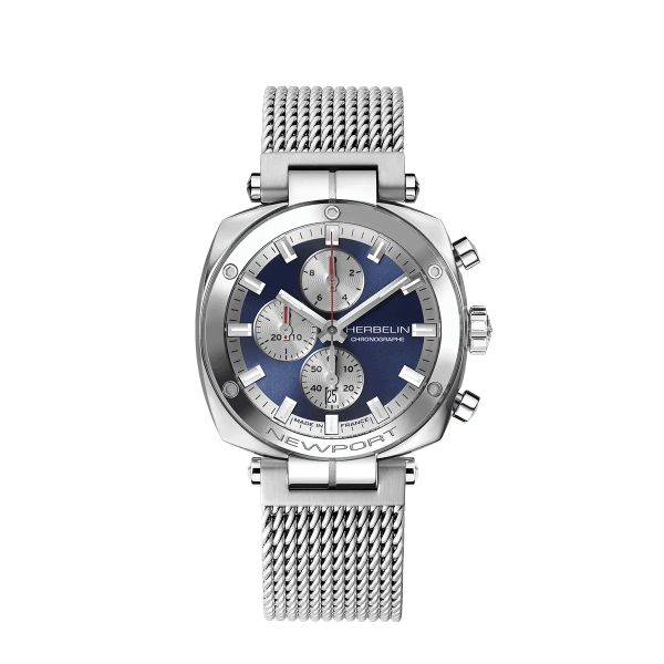 Montre Homme HERBELIN Newport Heritage Chronographe Bleu - 35664AP25B Montre Homme HERBELIN Newport Heritage Chronographe Bleu - 35664AP25B