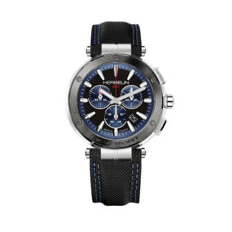 HERBELIN NEWPORT CHRONOGRAPHE NOIR BLEU CUIR 37688AG65