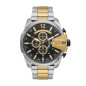 Diesel - Montre Homme - Montre Mega Chief Homme - Boitier Acier Argenté - Bracelet Acier Argenté Et Doré - Ref DZ4581