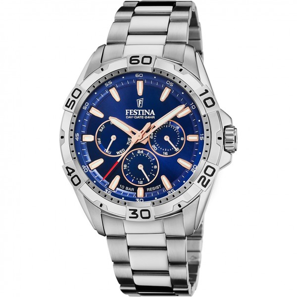 Festina - Montre Homme - Multifonction - acier argenté - cadran bleu - Ref F20623/2