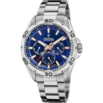 Festina - Montre Homme - Multifonction - acier argenté - cadran bleu - Ref F20623/2