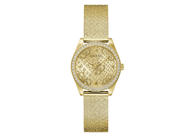 Guess - Montre Femme - Boîtier strass - acier doré- bracelet milanais - Ref GW0748L2