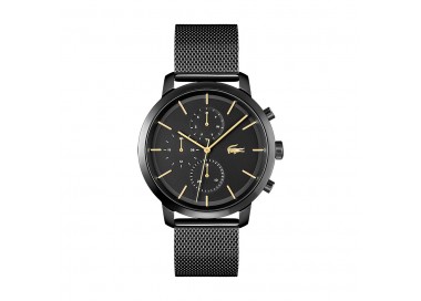 Lacoste - Montre Homme - Replay - Multifonction - Cadran Noir - Bracelet Acier Maille Milanaise Noir - Ref 2011194