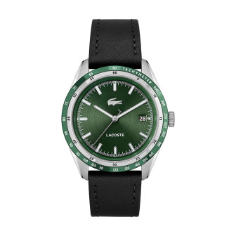 Lacoste - Montre Homme - Everett - Cadran Vert - Bracelet Cuir De Veau Noir - Ref 2011292