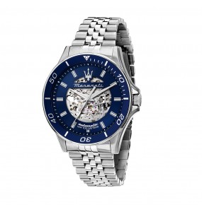 Maserati - Montre Homme - Sfida 44mm - Automatique - Cadran bleu - Bracelet acier - Ref R8823140011