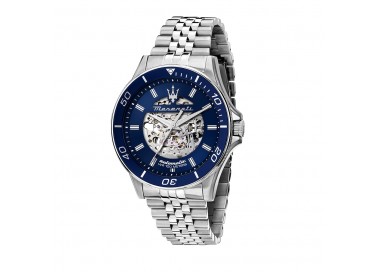 Maserati - Montre Homme - Sfida 44mm - Automatique - Cadran bleu - Bracelet acier - Ref R8823140011