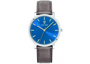 Pierre Lannier - Montre Homme - Cadran Bleu - Index Doré - Bracelet Cuir Brun - Ref 217G164