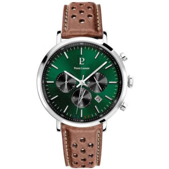 Pierre Lannier - Montre Homme - Baron - cadran vert - bracelet cuir brun - Ref 219G164