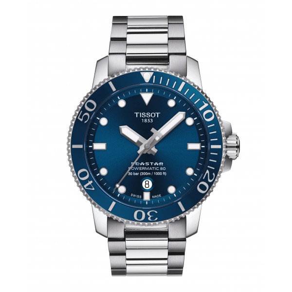 Montre Homme Tissot Seastar bleu bracelet acier - Réf. T1204071104103