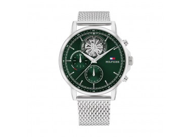 Tommy Hilfiger - Montre Homme - Stewart - Multifonction - Cadran Vert - Bracelet Acier Maille Milanaise - Ref 1710608