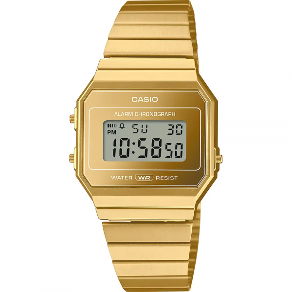 Casio - Montre Mixte Vinage - Digital Rétro - Acier doré - Ref A700WEVG-9AEF