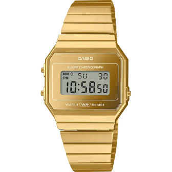 Casio - Montre Mixte Vinage - Digital Rétro - Acier doré - Ref A700WEVG-9AEF