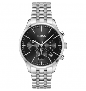 Hugo Boss - Montre Homme Avery -  Chrono cadran Noir - Bracelet Acier - Ref 1514157