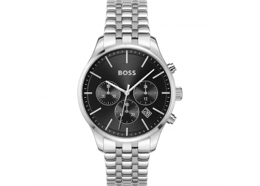 Hugo Boss - Montre Homme Avery -  Chrono cadran Noir - Bracelet Acier - Ref 1514157