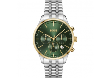 Hugo Boss - Montre Homme Avery - Chrono cadran Vert - Bracelet Acier - Ref 1514159