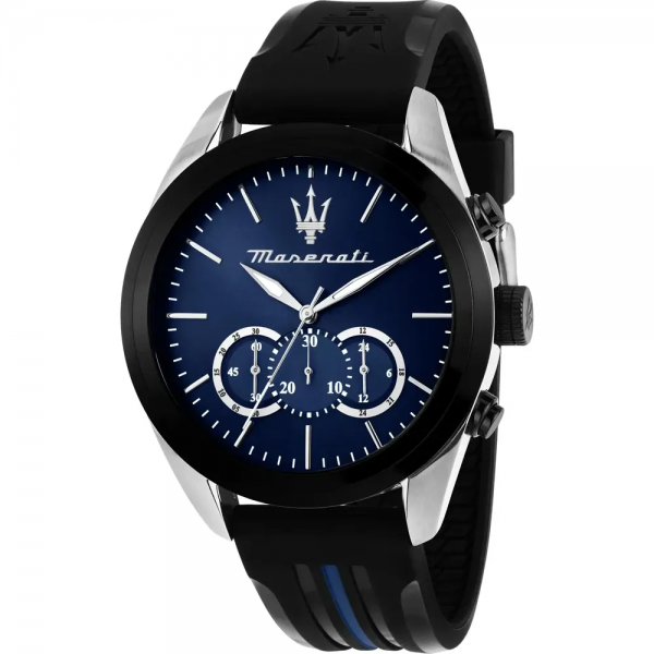 Maserati - Montre Homme Traguardo - Chrono - Cadran bleu - Bracelet silicone - Ref R8871612044