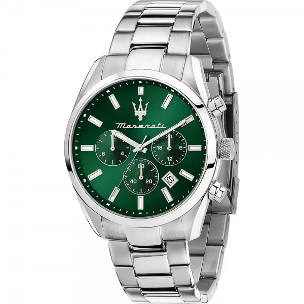 Maserati - Montre Homme Attrazione - Chronographe - Cadran vert - Bracelet acier - Ref R8853151011