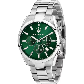 Maserati - Montre Homme Attrazione - Chronographe - Cadran vert - Bracelet acier - Ref R8853151011