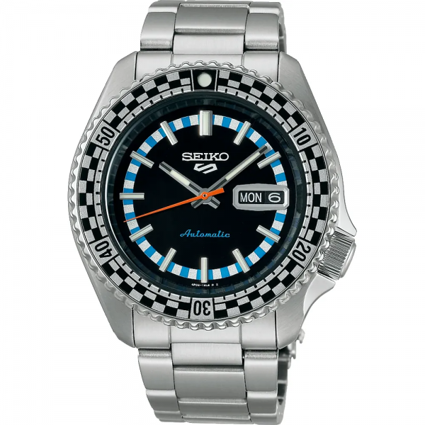 Seiko - Montre Homme Automatique - Sport Checkered Flag - Cadran noir - Bracelet acier - Ref SRPK67K1