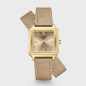Cluse - Montre Femme Gracieuse Petite beige acier doré avec bracelet en cuir - Ref CW11813