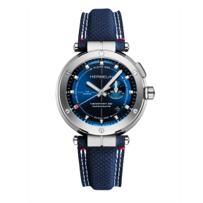 Herbelin - Montre Homme Newport Maréographe 35ème Anniversaire bleu avec bracelet en cuir - Ref 24688A15