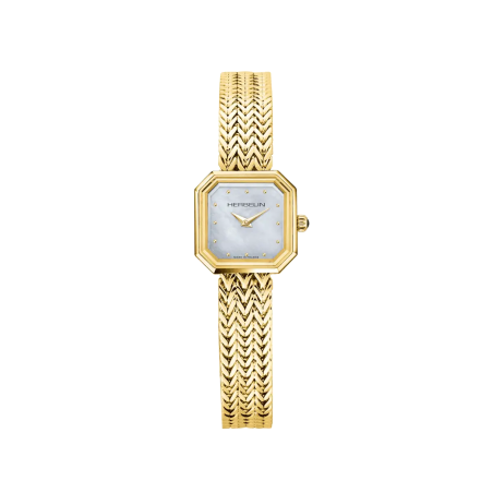 Herbelin - Montre Femme Octogone gris nacre acier doré jaune - Ref 17436BP19
