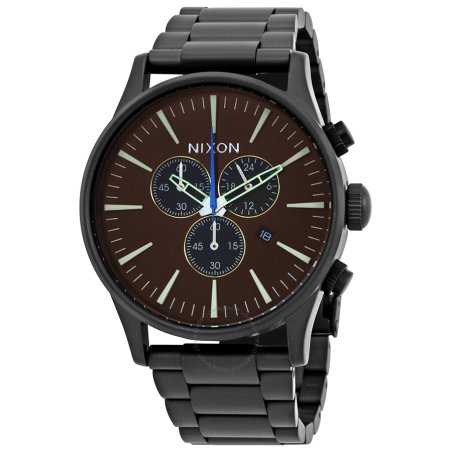 Nixon Kensington - Montre Homme Sentry Chrono marron avec bracelet en acier noir - Ref A3862209-00