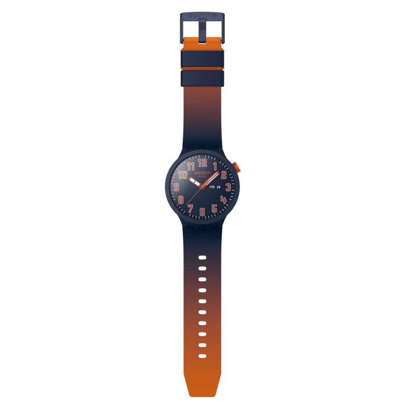 Swatch - Montre Mixte Essentially Confident bleue avec bracelet en silicone - Ref SB01S700