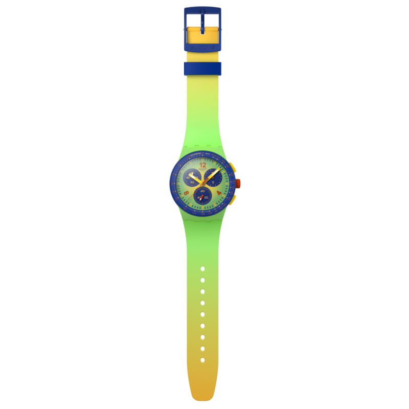 Swatch - Montre Mixte Flowing Freshly verte avec bracelet en silicone - Ref SUSG101