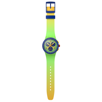 Swatch - Montre Mixte Flowing Freshly verte avec bracelet en silicone - Ref SUSG101