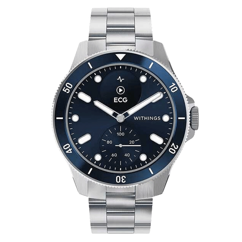 Withings - Montre Homme connectée Nova Blue avec bracelet en acier - Ref WSWNBLUE